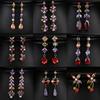 Colorful Cubic Zirconia Long Drop Earrings, Luxury Geometric Crystal Earrings, Elegant Evening Party Jewelry Gift