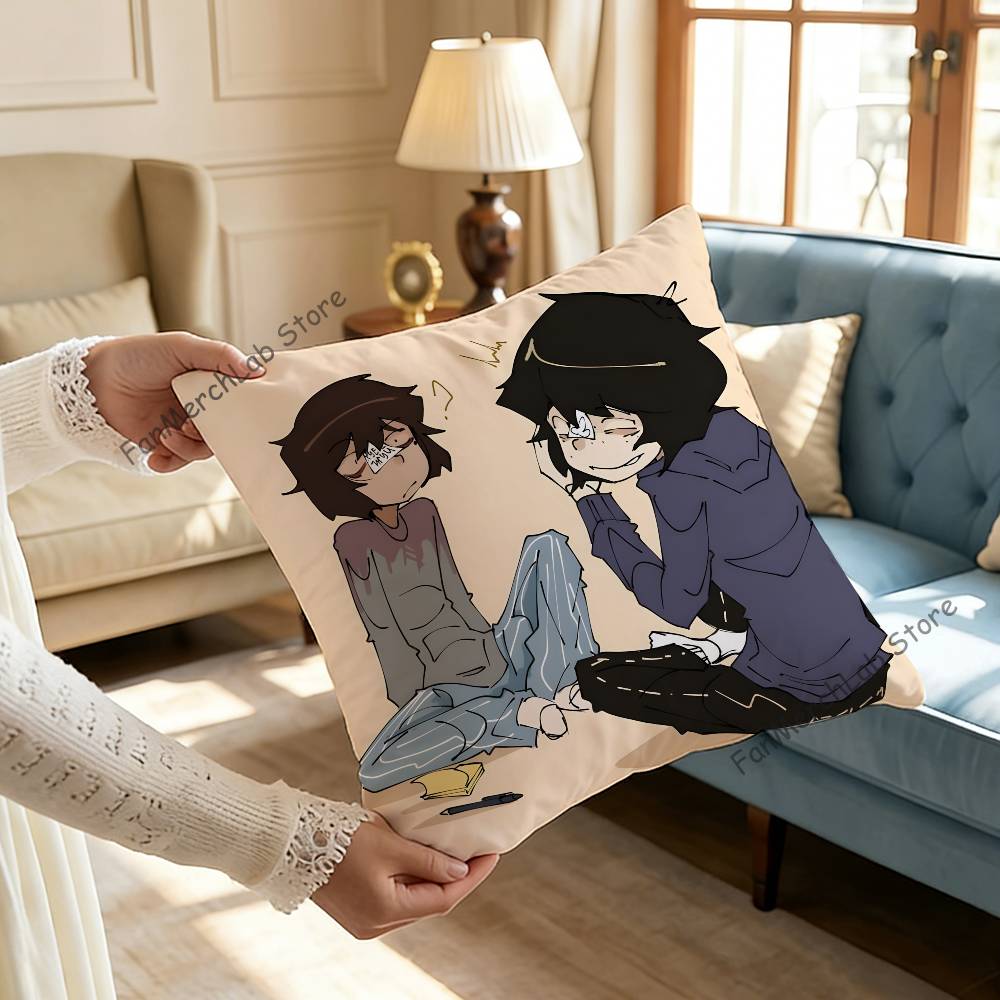 OOnewheatmark Will and Mike Anime Pillow Covers Cartoon Sofa Decorative Home Doublesided Printing Short Plush Cushion Cover