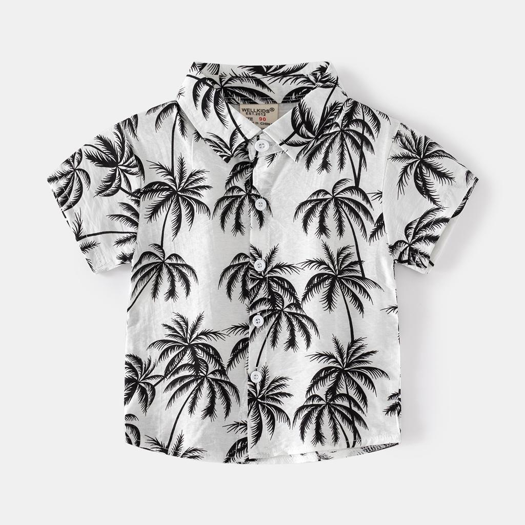 Boys Fashion Casual T Shirt Short Sleeve Vacation Beach Button Down Summer Top for Kids