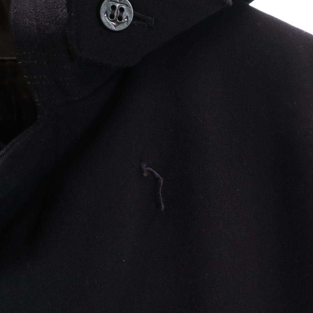 US NAVY Vintage Melton Pea Coat Dark Blue Men's Used