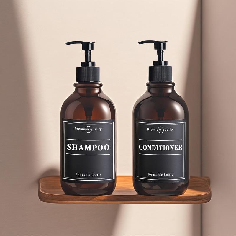 500ml Shampoo Conditioner Bodywash DIspenser Bottle Wall Mounted Bathroom Farmhouse Decor Soap Bottle with Sticker