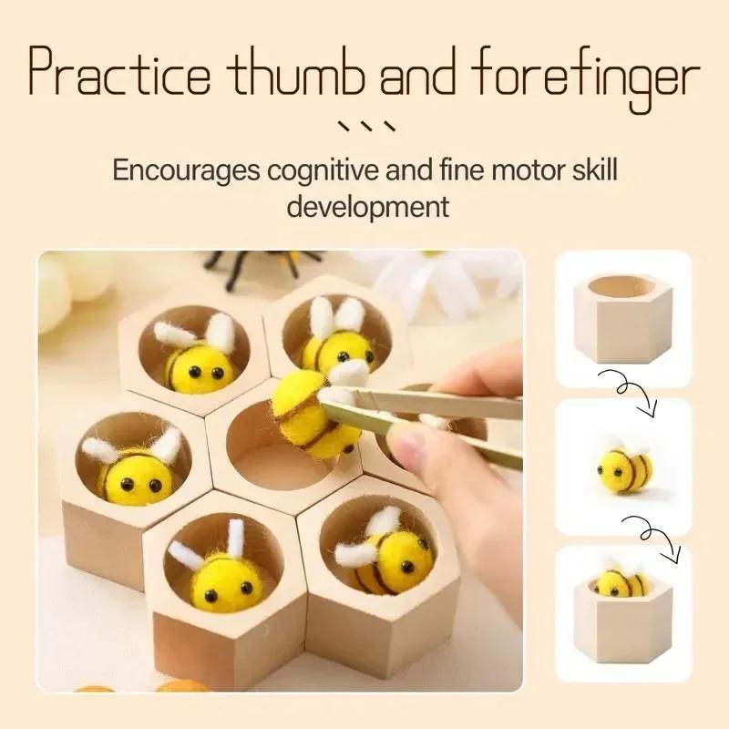 Wooden Bee Hive Sorting & Stacking Toys for Toddlers Learning Montessori Toys Fine Motor Skill Sensory Toys Kids Birthday Gift