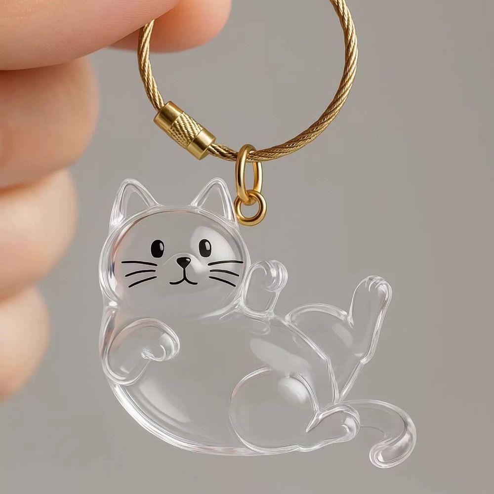 Transparent Cat Hair Storage Keychain Cute Gifts Portable Souvenirs Keychain DIY Decoration Pet Fur Keepsake Capsule
