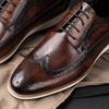 Fashion Classic Brogues Men Shoes Business Office Oxfords Casual Lace Up Fashion Men Suits Shoes Pure Leather Wingtip Retro Dress Shoes