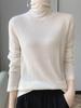Versatile Pure Wool High Neck Solid Color Women's Slim Top for Spring & Autumn 2023