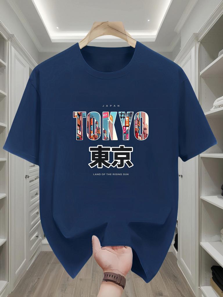 MenS 100 Cotton Casual ShortSleeve TShirt with a Round Neck Trendy Design Versatile for Summer Featuring Print Patterns