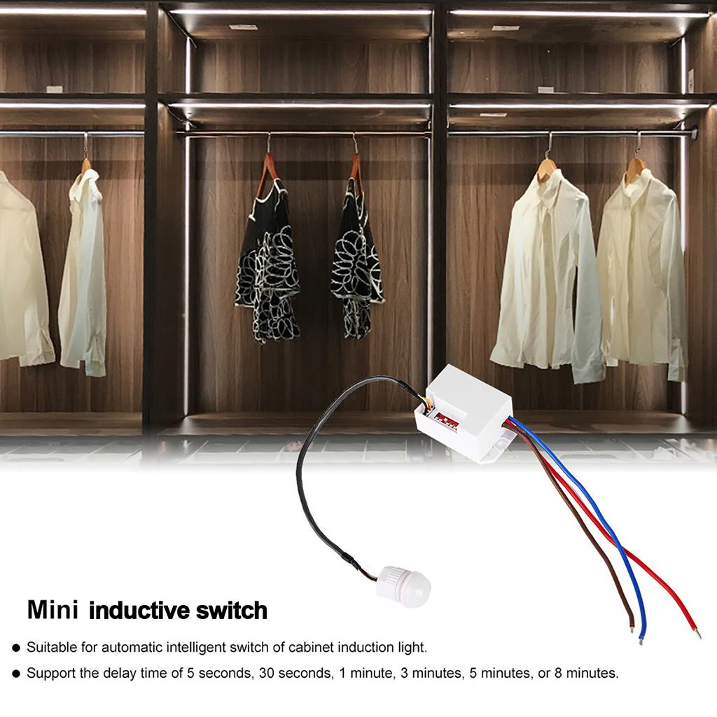 110‑240V Mini Adjustable High Sensitivity Time Delay PIR Infared Motion Inductive Switch