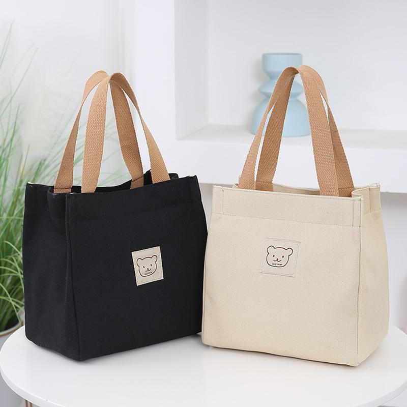 Fashionable Canvas Bag Handbag Bento Lunch Box Small Cloth Bag Hand Held