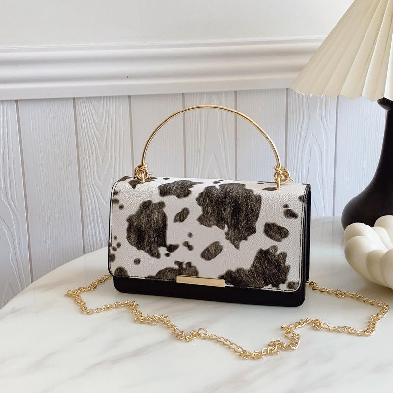 Women's Cow Print Shoulder Bag  Trend All-match Shoulder Bag Chain Handbag Female Fashion Texture Mobile Phone Bag