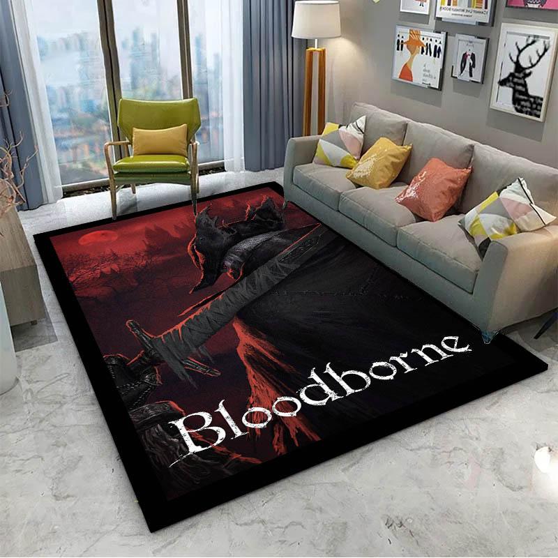 3D B-Bloodborne-S Classic Video Game Cartoon Carpet Rug Art for Room Decor Sofa Halloween Gifts Fans Area Rug Non-slip Floor Mat