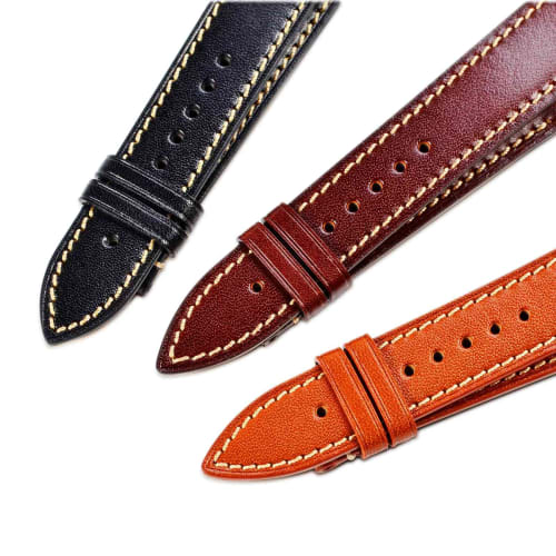 WOCCI Genuine Leather Watch Strap, 22mm, Italian Calf Leather Watch Band (Golden Brown with Silver Buckle)