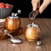 Hand-crank Pepper Grinder Ceramic Core Vase Wine Jar Sphere Style Spice Pepper Mill Multi-purpose Salt Shakers Wooden BBQ Mill