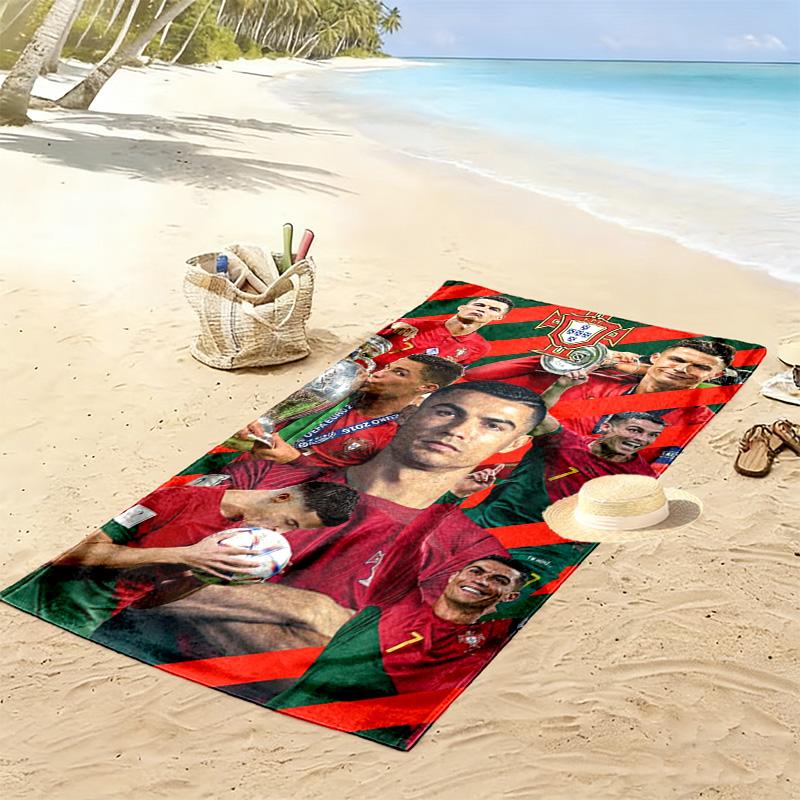 Serviette de plage Art Football Dynamique CR7 Camping extérieur doux Serviette de piscine extérieure Séchage rapide Serviette de bain Absorbante Mode