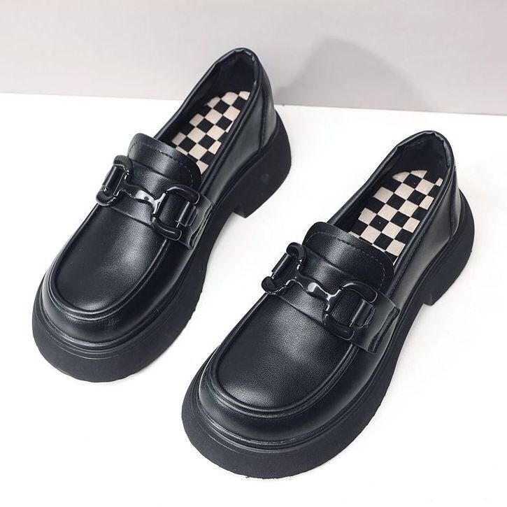 thick-soled French small leather shoes women's loafers 2025 new flat-soled height-increasing British-style versatile soft leather shoes