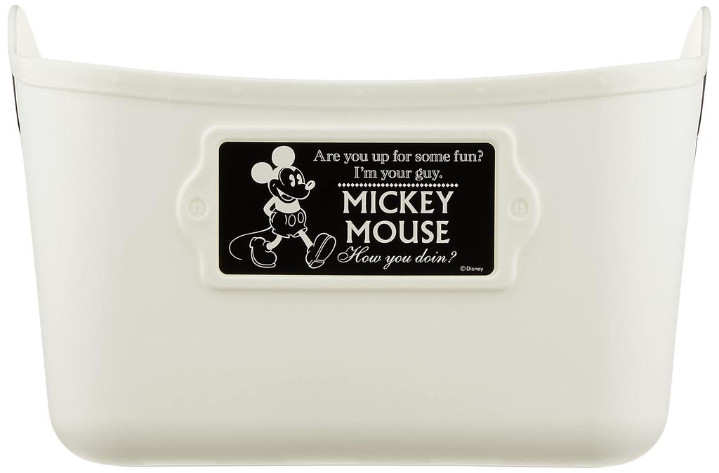 Nishiki Kasei Mini Weicher Eimer AufbewahrungsboxKorb, Weiß, Disney Micky Maus Design, Hergestellt in Japan, SQ5AD, 25cm Breit x 19cm Tief x 16cm Hoch