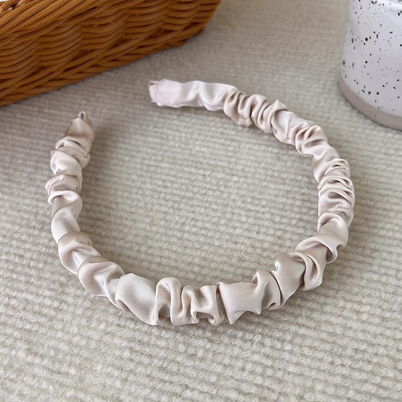 New Solid Silky Satin Pleats Headbands for Woman Girls Elegant Hair Hoop Wash Face Hair Band Fashion Hair Accessories