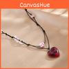 Adorable Joy Live Stream Heart Shaped Beaded Necklace With Beautiful Red Crystal