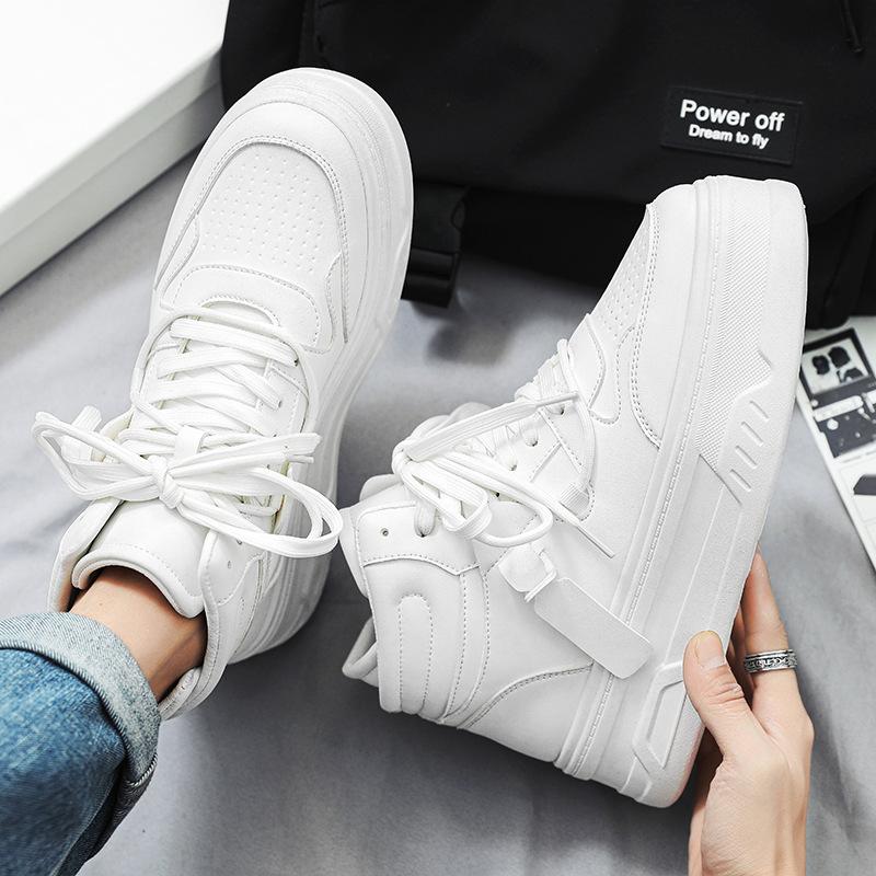 Fashion Spring Autumn Mens High Top Leather Casual Shoes Breathable Platform Mens Sneakers Outdoor Non Slip Damping Sports Running Shoes