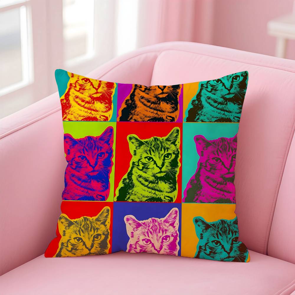 Pop Art Throw Pillow Cover Colorful Lips Dollar Sign Flower Print Cushion Case Modern Art Decor Pillowcase For Sofa Couch Living