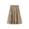 Women's Textured Pleated High-Waist A-Line Midi Skirt