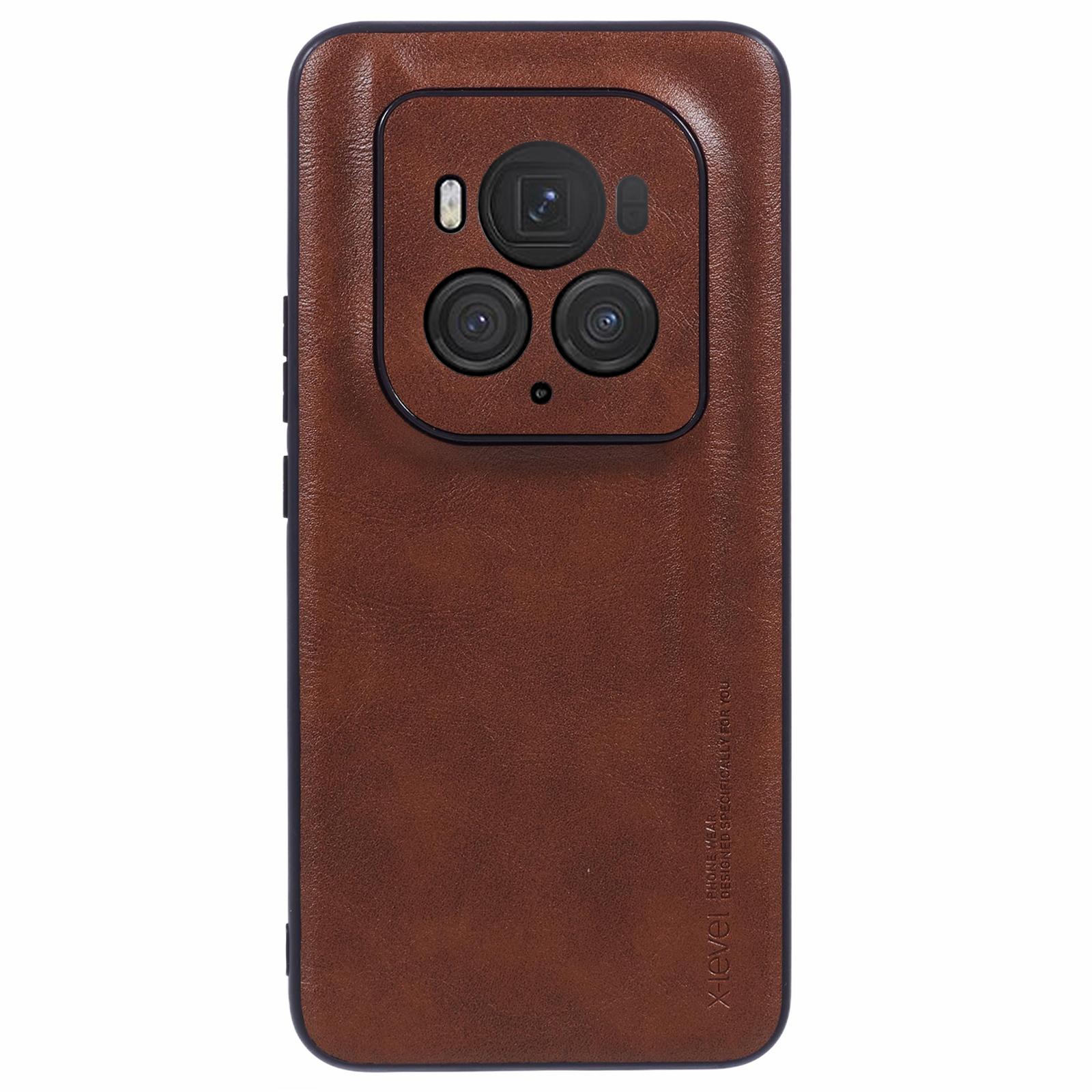 

Bojue-3 Series For Honor Magic6 Ultimate 5G Case Leather+PC+TPU Protective Phone Cover Brown