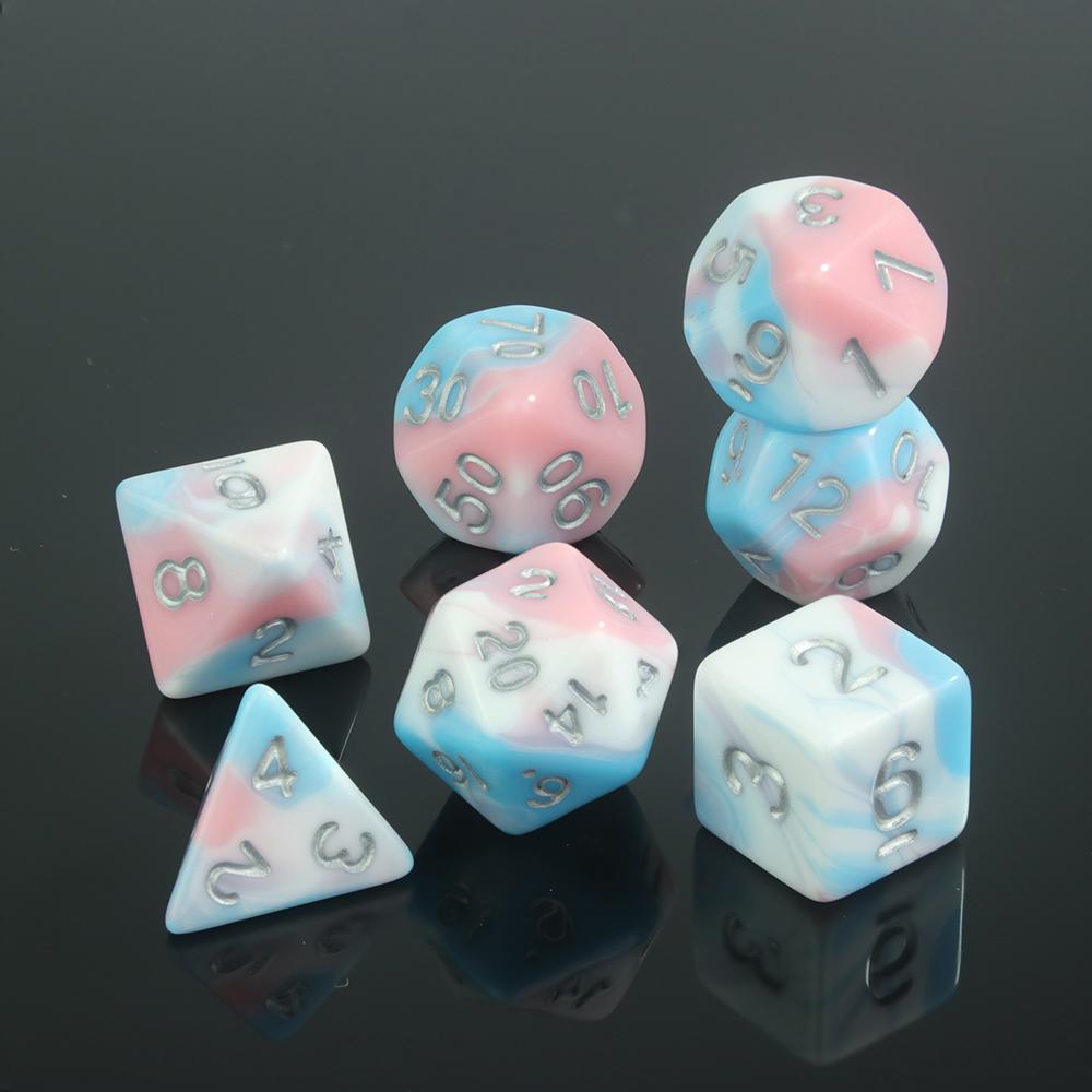 Beautiful Colorful Gaming Dice Collection of 7 Perfect Gift for DND Board Game Accessories Lovers