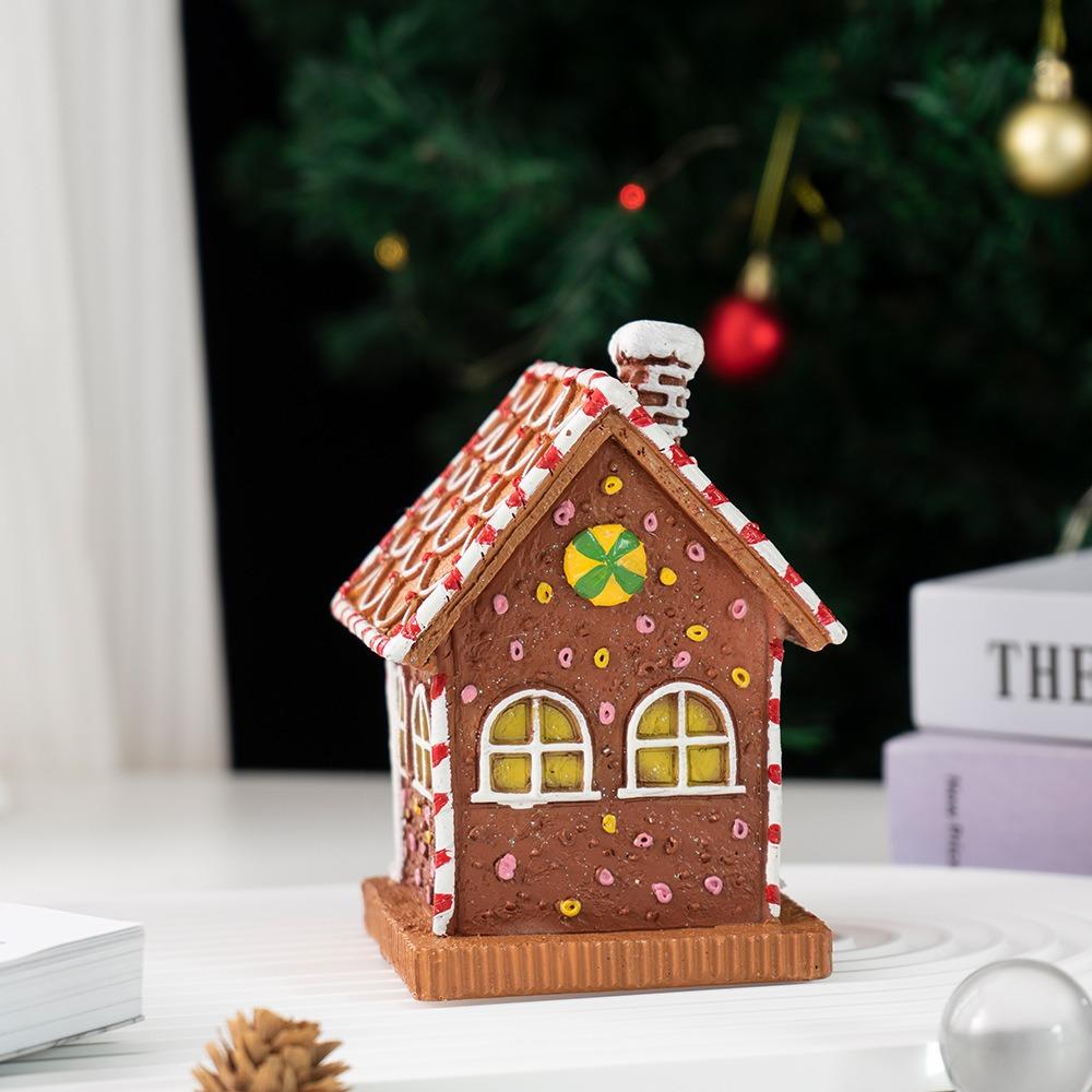 Resin Gingerbread House Ornament Luminous Gingerbread House Figurines Gift