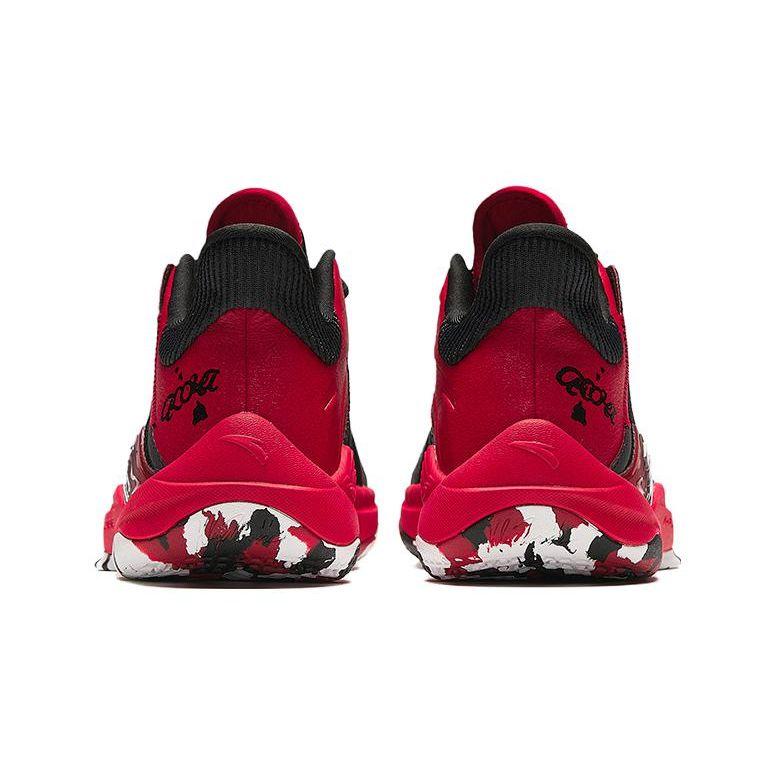 Anta Chaussures de basket montantes pour enfants en tissu confortables absorbant les chocs durables Chaussures de basket pour enfants Noir Rouge 312411110-1