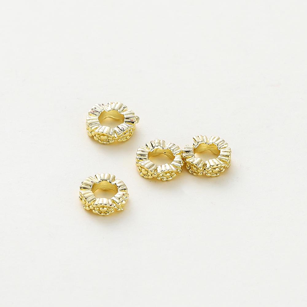 

20pcs/lot 14K/18K Gold Color Plated Brass Lace Pattern Flat Spacer Beads Bracelet Loose Beads For DIY Jewelry Making Accessories