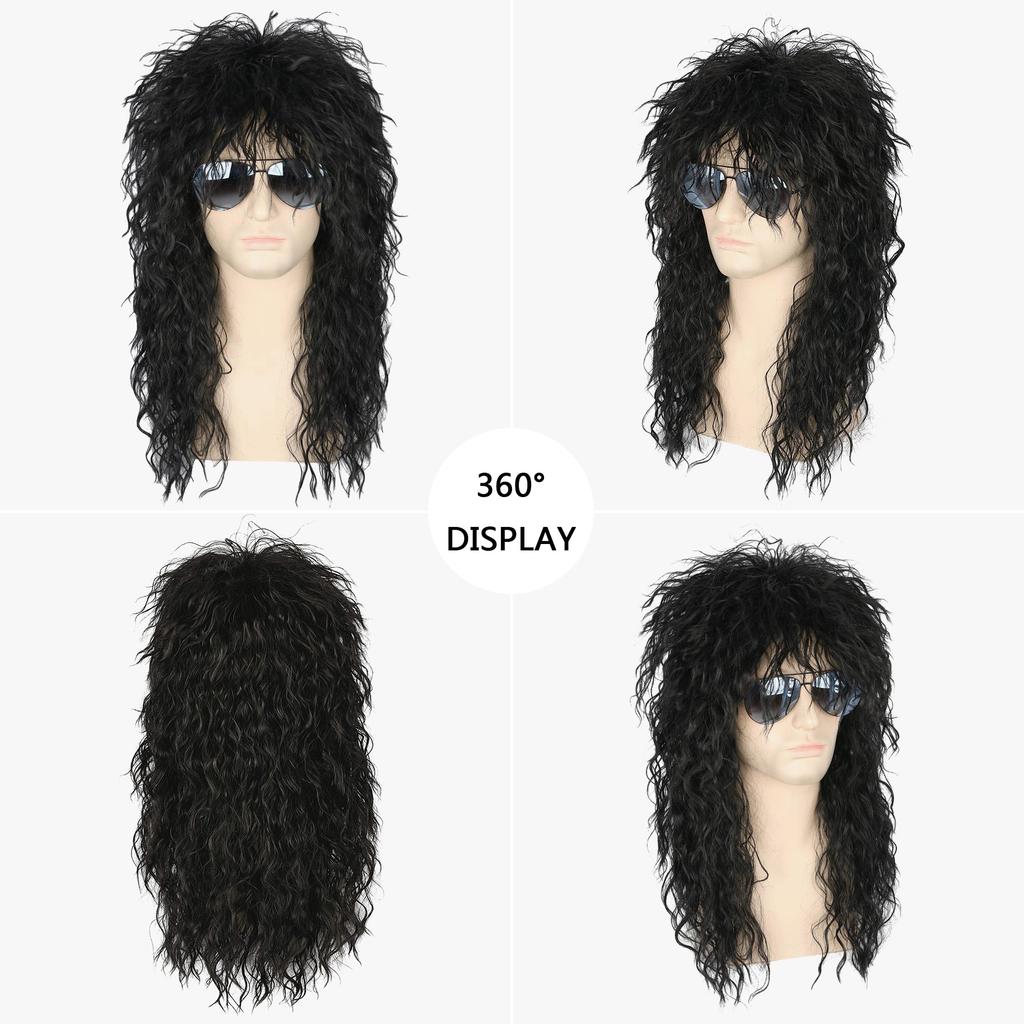 Men Women 70s 80s Rock Punk Wig Long Curly Synthetic Hair Halloween Wigs Halloween Costumes Animation Wigs