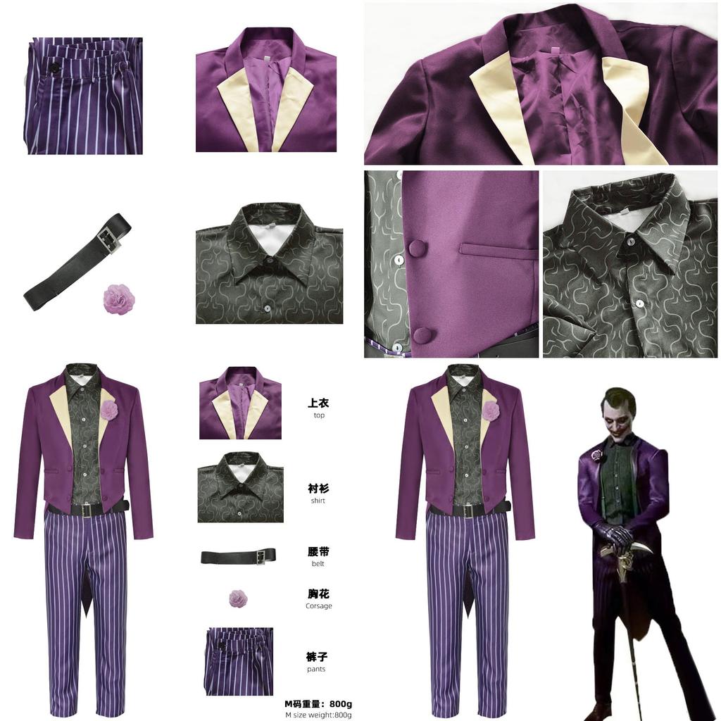 High-quality Polyester Mortal Kombat 11 Joker Cosplay Outfit Full Set For Comic Con And Costume Parties