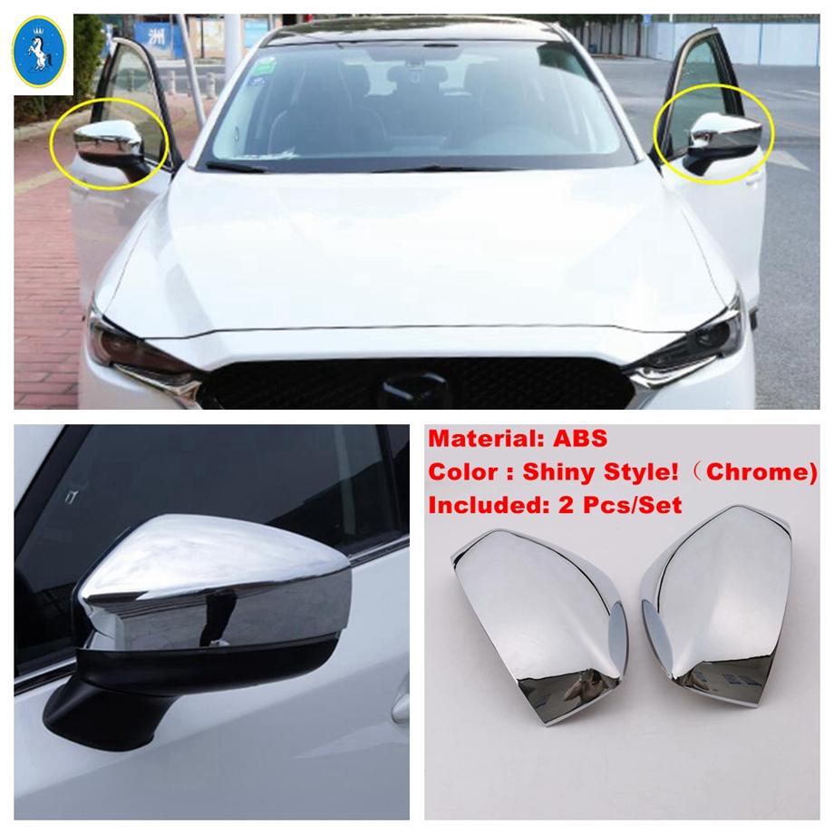 Auto Door Rearview Mirror Shell Cover Decor Cap Trim For Mazda CX-5 CX5 2017 -  Chrome / Carbon Fiber Exterior Accessories