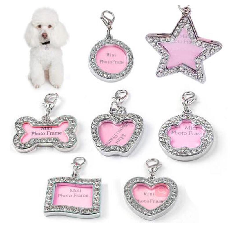 Pets ID Tag Name Address Pendants DIY Rhinestone Dog Puppy Anti-Lost Card