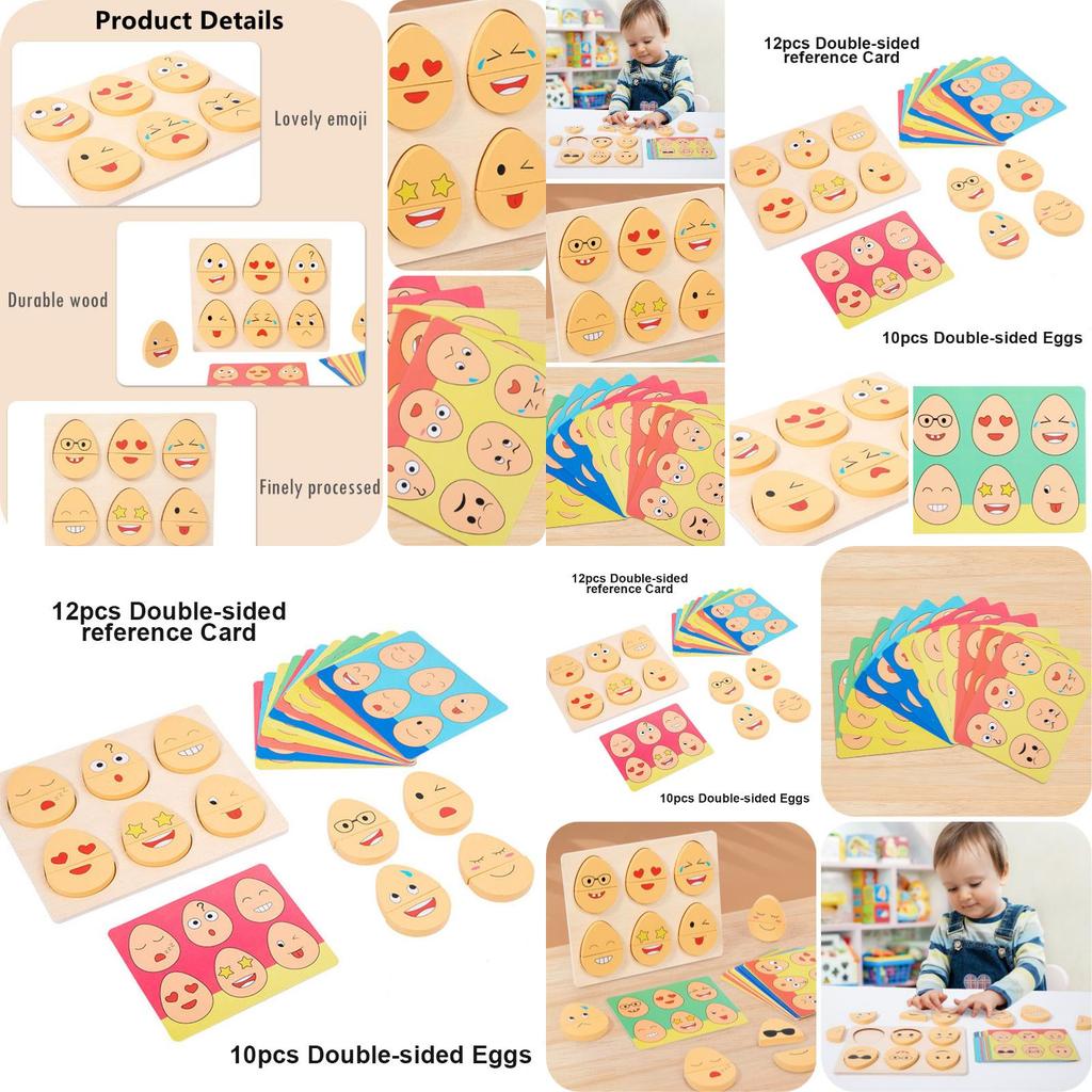 Wooden Emotion Eggs Early Educational Matching Toy For Toddlers And Babies