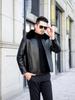 Men's Winter Casual Lapel Leather Jacket with Plus Velvet, Suitable for Middle-aged and Elderly.