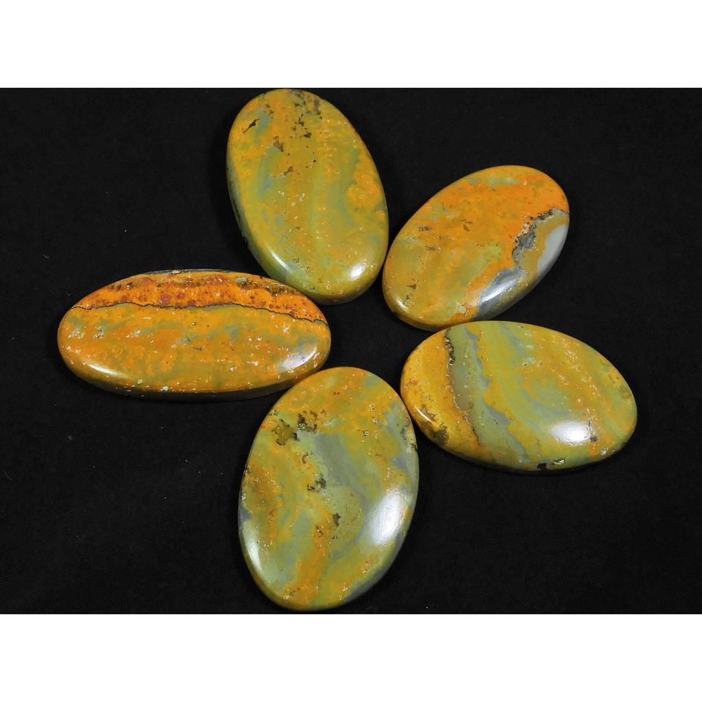 33-39MM Natural Bumble Bee Jasper Oval Cabochon Loose Gemstone 05Pcs Lot C-90