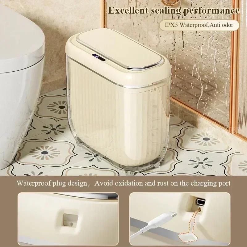 14L 3Color Smart Sensor Trash Can Bathroom Narrow Automatic Sensor Wastebin Toilet Kitchen Dustbin with Lid Smart Home