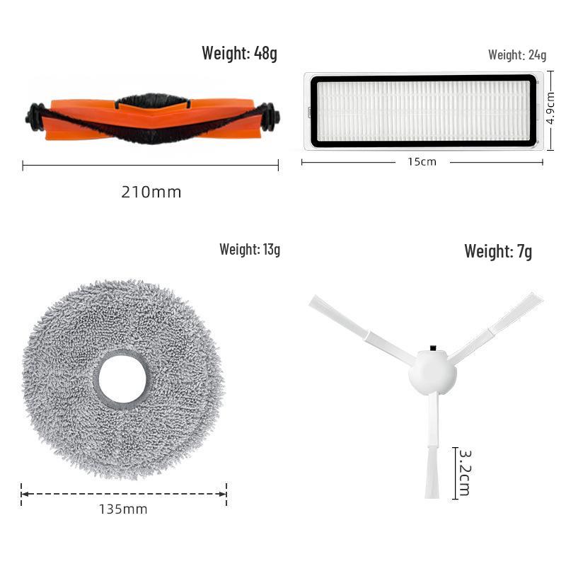 Compatible Accessories for Xiaomi Mijia X20+/X20PLUS: Main Brush, Side Brush, Filter, Dust Bag, Mop