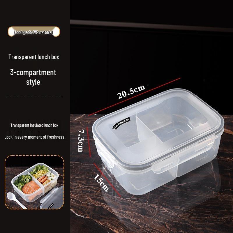 PP Plastic Bento Lunch Box with Compartments - Microwave Safe, Portable & Fresh-Keeping for Students & Office Workers