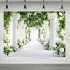 2D Plane Elegant Greek Columns and Flower Arch Wedding Backdrop Suitable for Wedding Decoration Polyester Fiber