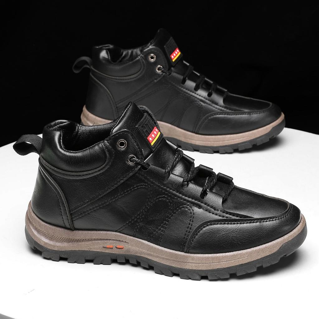 High-top men's shoes mountaineering large-size single shoes flat-soled lace-up trendy men's casual shoes