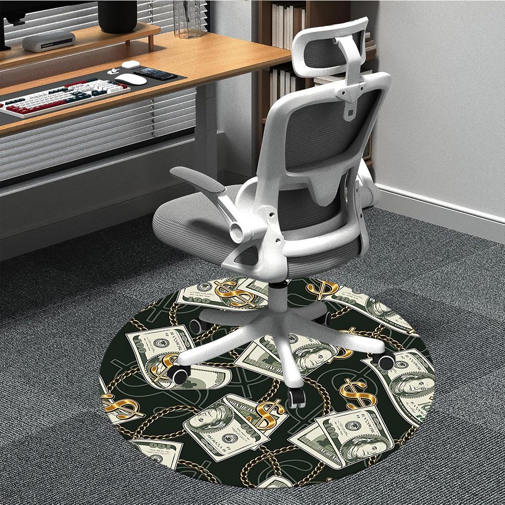 

1pc Money Chains Office Round Area Rug, Indoor Mat Suitable ForOffice, Under Office Chairs Bedroom Living Room Home Decor, Room Deco T121 80cm by 80cm
