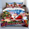Santa Claus Merry Christmas Scene Bedding Duvet Cover Set Duvet Cover Pillowcases  (1*Duvet Cover 2*Pillowcases, Without Duvet Insert)