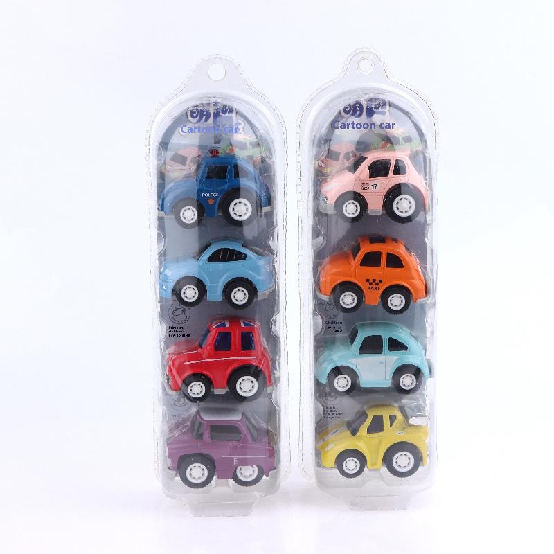 4 Stück Mini-Auto-Modellspielzeug Simulation Rückziehauto Spielzeug Cartoon Schiebe-Trägheitsfahrzeug Spielzeug für Kinder Geburtstagsgeschenke
