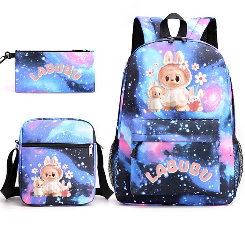 School Bag Peripheral Printing Student Trend Backpack Shoulder Pencil Bag 3-piece Set