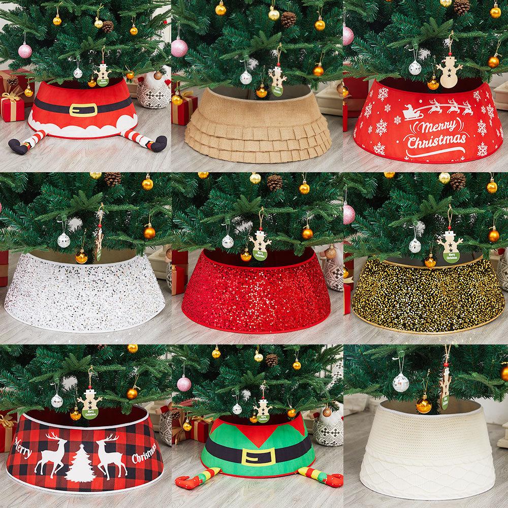 3D Round Plush Christmas Tree Skirt - Decorative Tree Base Cover Festive Christmas Scene Fence Ideal for Holiday Decorations
