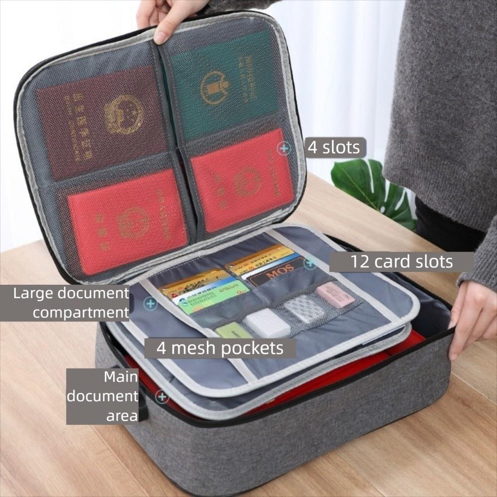 Large Capacity Lockable Document Storage Bag Portable Durable Multi-layer Family Document Bag Water-Resistant with Password