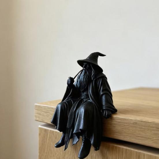 3D Printed Wizard Figurine, Small Wizard Shelf Sitter, Collectible Desktop Ornament for Bookshelves, Desks, TV Cabinets, Home Decor