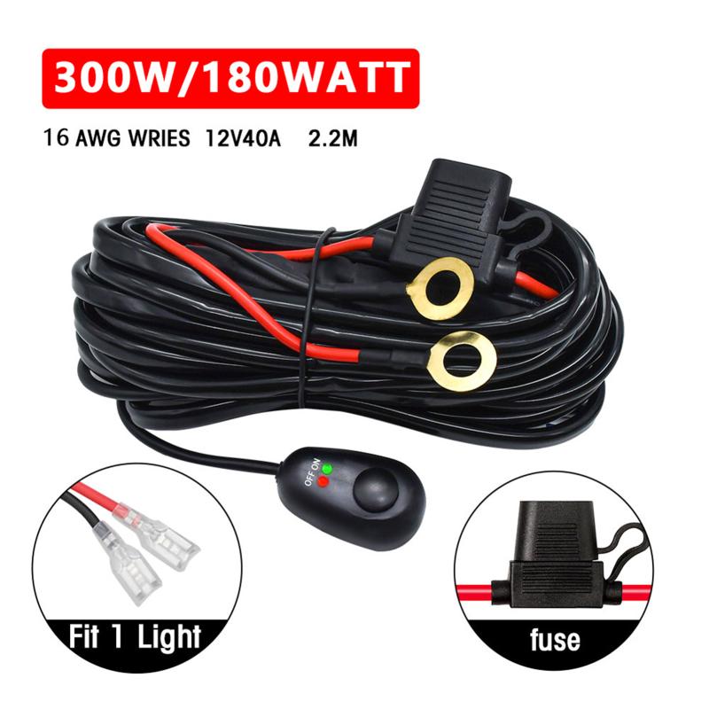 

300W Universal LED Light Bar Wiring Harness Kit 16AWG with 12V 40A Relay On Off Switch for Off Road Truck SUV ATV UTV Boat