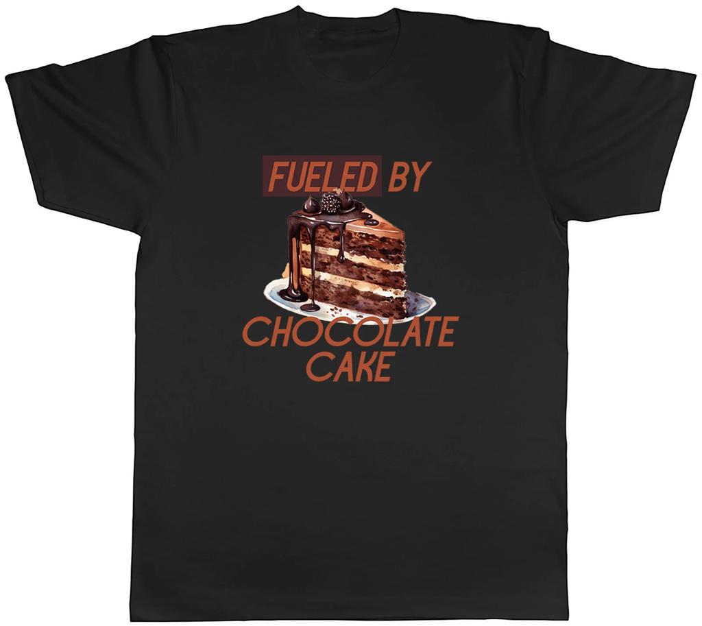 Cake Lover Mens T-Shirt Fueled by Chocolate Cake Tee Gift